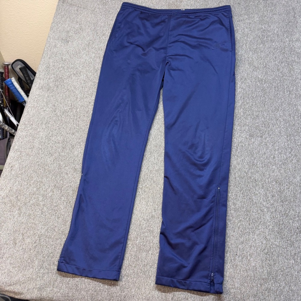 Nike Kids Navy Blue Track Pants Straight Leg Ankle Zip Large